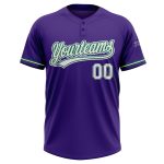 Personalized Purple White-Kelly Green Two-Button Unisex Softball Jersey Team Custom Name and Number