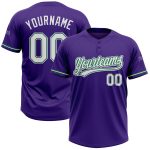 Personalized Purple White-Kelly Green Two-Button Unisex Softball Jersey Team Custom Name and Number