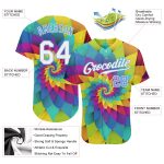 Personalized Purple White-Light Blue 3D Pattern Design Rainbow Spiral Authentic Baseball Jersey Team Custom Name and Number