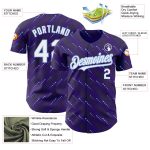 Personalized Purple White-Light Blue 3D Pattern Design Slant Lines Authentic Baseball Jersey Team Custom Name and Number