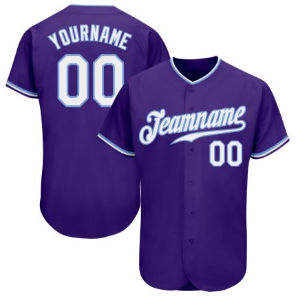 Personalized Purple White-Light Blue Authentic Baseball Jersey