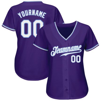 Personalized Purple White-Light Blue Authentic Baseball Jersey
