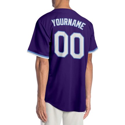Personalized Purple White-Light Blue Authentic Baseball Jersey Team Custom Name and Number