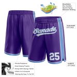 Personalized Purple White-Light Blue Authentic Basketball Shorts Team Custom Name and Number
