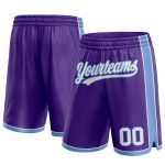 Personalized Purple White-Light Blue Authentic Basketball Shorts Team Custom Name and Number