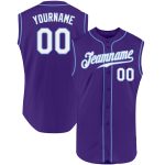 Personalized Purple White-Light Blue Authentic Sleeveless Baseball Jersey Team Custom Name and Number