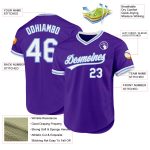 Personalized Purple White-Light Blue Authentic Throwback Baseball Jersey Team Custom Name and Number
