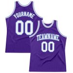 Personalized Purple White-Light Blue Authentic Throwback Basketball Jersey Team Custom Name and Number