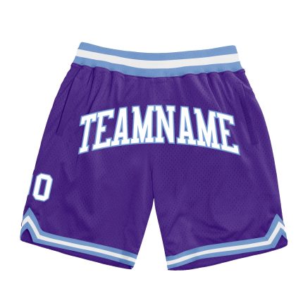 Personalized Purple White-Light Blue Authentic Throwback Basketball Shorts