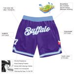 Personalized Purple White-Light Blue Authentic Throwback Basketball Shorts Team Custom Name and Number