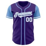 Personalized Purple White-Light Blue Authentic Two Tone Baseball Jersey Team Custom Name and Number