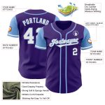 Personalized Purple White-Light Blue Authentic Two Tone Baseball Jersey Team Custom Name and Number
