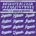 Personalized Purple White-Light Blue Bomber Full-Snap Varsity Letterman Jacket Team Custom Name and Number