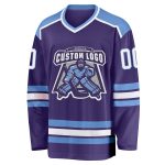 Personalized Purple White-Light Blue Hockey Jersey