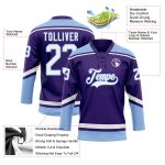 Personalized Purple White-Light Blue Hockey Lace Neck Jersey Team Custom Name and Number