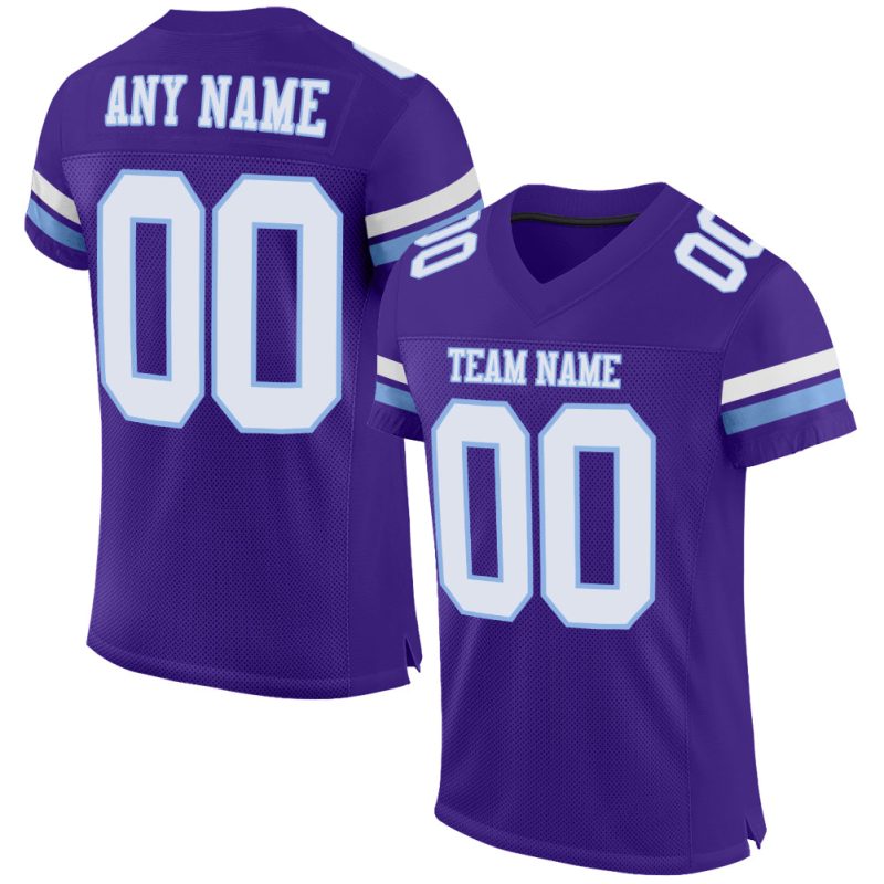 Personalized Purple White-Light Blue Mesh Authentic Football Jersey Team Custom Name and Number