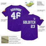 Personalized Purple White-Light Blue Mesh Authentic Throwback Baseball Jersey