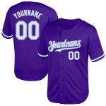 Personalized Purple White-Light Blue Mesh Authentic Throwback Baseball Jersey Team Custom Name and Number