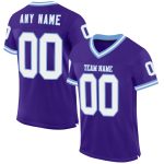 Personalized Purple White-Light Blue Mesh Authentic Throwback Football Jersey Team Custom Name and Number