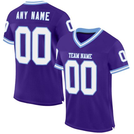 Personalized Purple White-Light Blue Mesh Authentic Throwback Football Jersey Team Custom Name and Number