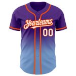 Personalized Purple White Light Blue-Orange Authentic Fade Fashion Baseball Jersey