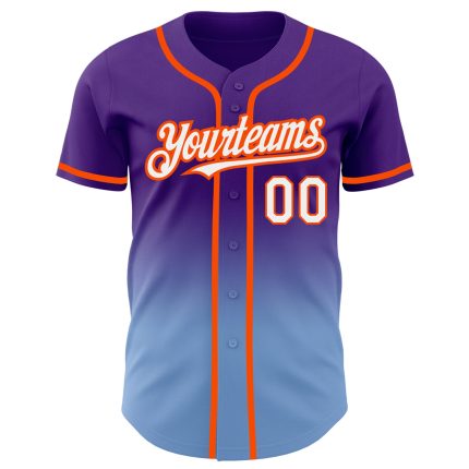 Personalized Purple White Light Blue-Orange Authentic Fade Fashion Baseball Jersey