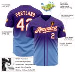 Personalized Purple White Light Blue-Orange Authentic Fade Fashion Baseball Jersey Team Custom Name and Number