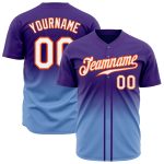 Personalized Purple White Light Blue-Orange Authentic Fade Fashion Baseball Jersey Team Custom Name and Number