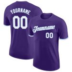 Personalized Purple White-Light Blue Performance T-Shirt Team Custom Name and Number