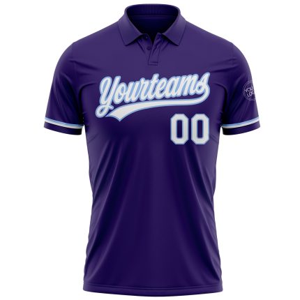 Personalized Purple White-Light Blue Performance Vapor Golf Polo Shirt Team Custom Name and Number