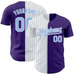 Personalized Purple White-Light Blue Pinstripe Authentic Split Fashion Baseball Jersey Team Custom Name and Number