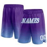 Personalized Purple White-Light Blue Pinstripe Fade Fashion Authentic Basketball Shorts Team Custom Name and Number