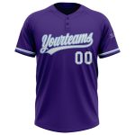 Personalized Purple White-Light Blue Two-Button Unisex Softball Jersey