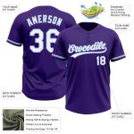 Personalized Purple White-Light Blue Two-Button Unisex Softball Jersey