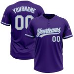 Personalized Purple White-Light Blue Two-Button Unisex Softball Jersey