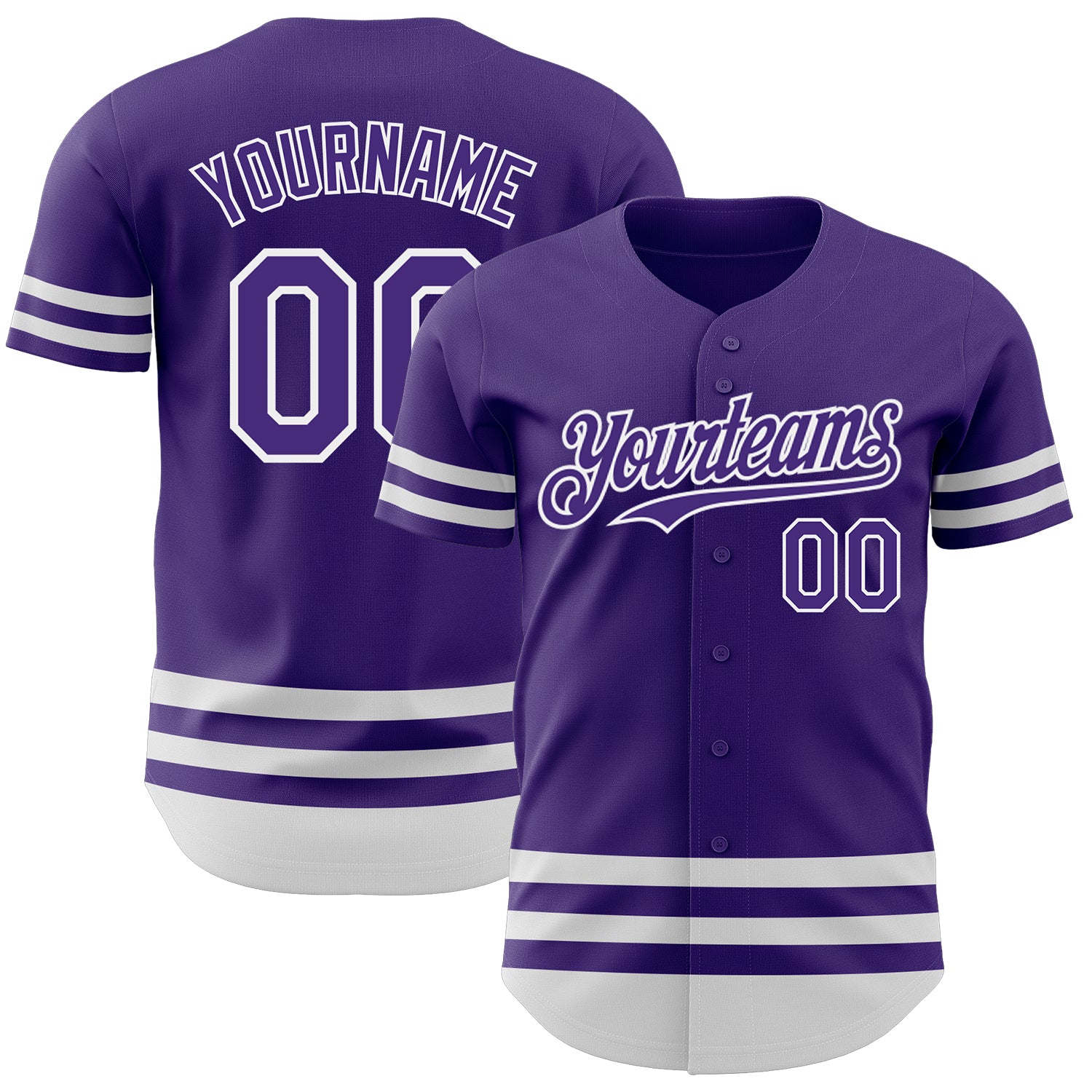 Personalized Purple White Line Authentic Baseball Jersey Team Custom Name and Number