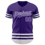 Personalized Purple White Line Authentic Baseball Jersey Team Custom Name and Number