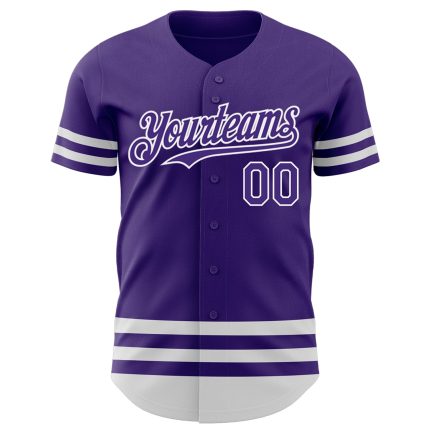 Personalized Purple White Line Authentic Baseball Jersey Team Custom Name and Number