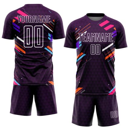 Personalized Purple White Lines Sublimation Soccer Uniform Jersey