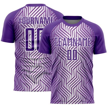 Personalized Purple White Lines Sublimation Soccer Uniform Jersey Team Custom Name and Number