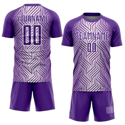 Personalized Purple White Lines Sublimation Soccer Uniform Jersey Team Custom Name and Number
