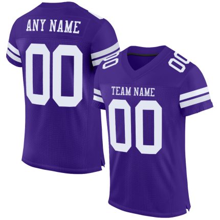 Personalized Purple White Mesh Authentic Football Jersey Team Custom Name and Number