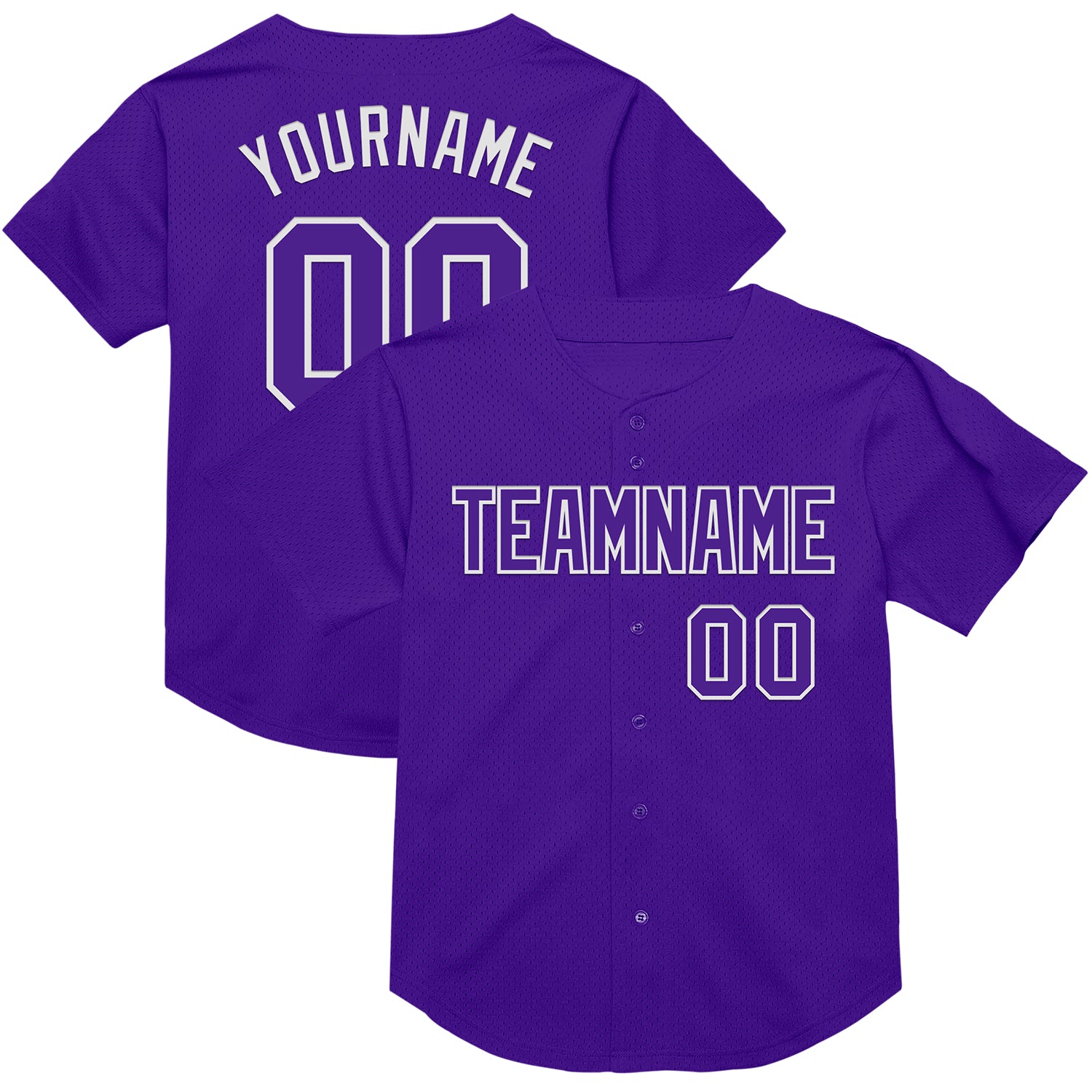 Personalized Purple White Mesh Authentic Throwback Baseball Jersey