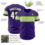 Personalized Purple White-Neon Green Authentic Baseball Jersey Team Custom Name and Number