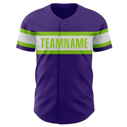 Personalized Purple White-Neon Green Authentic Baseball Jersey Team Custom Name and Number