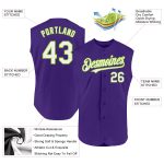 Personalized Purple White-Neon Green Authentic Sleeveless Baseball Jersey Team Custom Name and Number