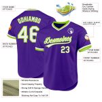 Personalized Purple White-Neon Green Authentic Throwback Baseball Jersey Team Custom Name and Number