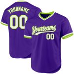 Personalized Purple White-Neon Green Authentic Throwback Baseball Jersey Team Custom Name and Number
