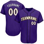 Personalized Purple White-Old Gold Authentic Baseball Jersey