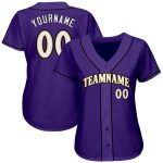 Personalized Purple White-Old Gold Authentic Baseball Jersey